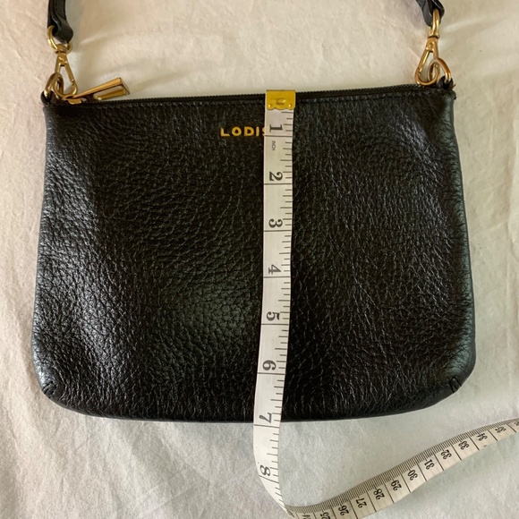 Lodis Black Pebbled Leather Bag – Gold Hardware – Small Shoulder / Clutch Purse - Picture 9 of 11